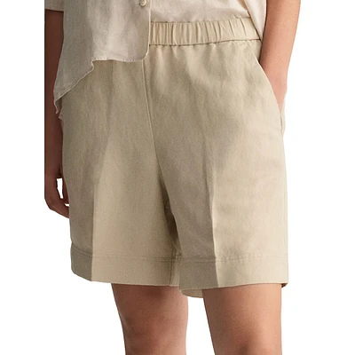 Relaxed Linen-Blend Pull-On Shorts