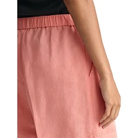 Relaxed Linen-Blend Pull-On Shorts