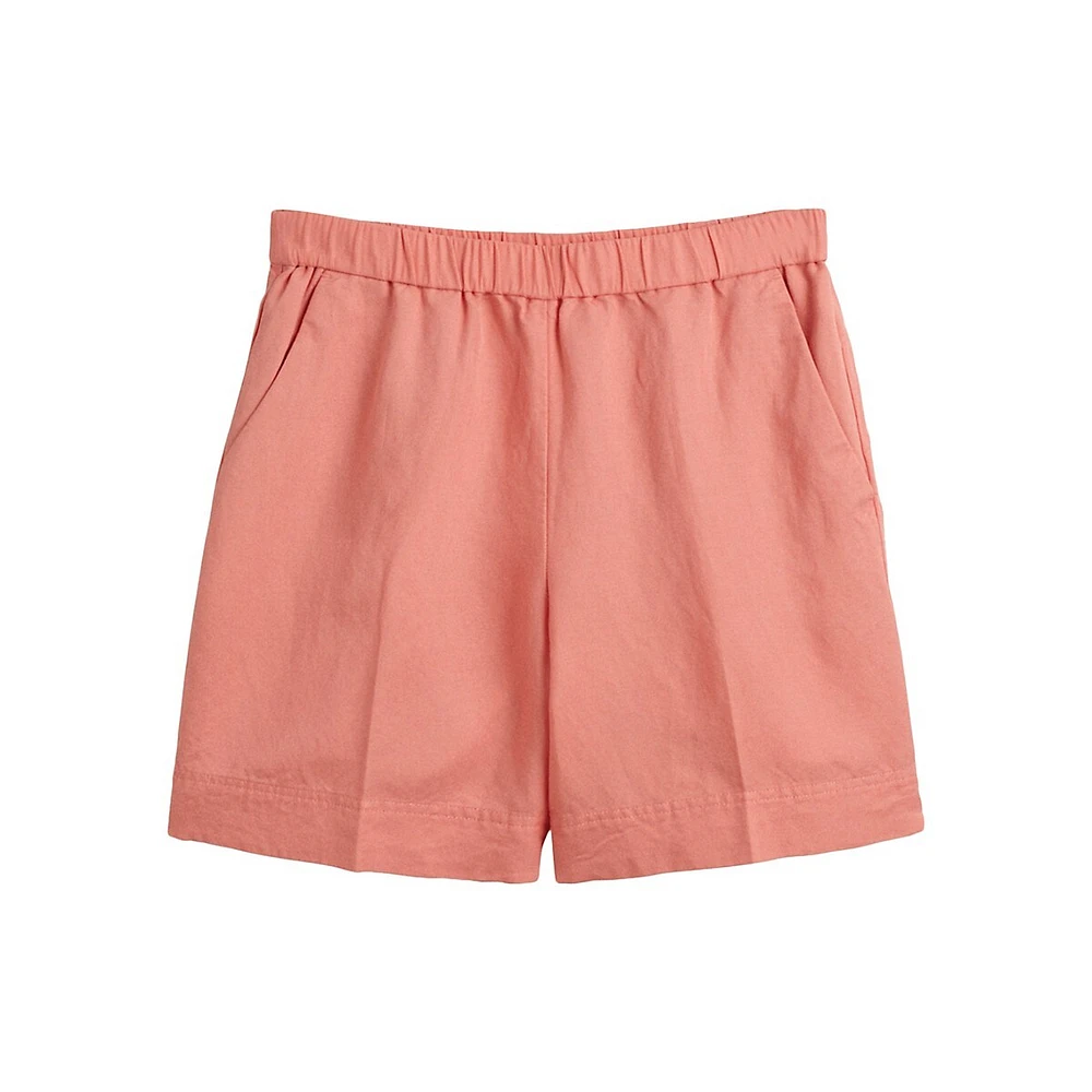 Relaxed Linen-Blend Pull-On Shorts