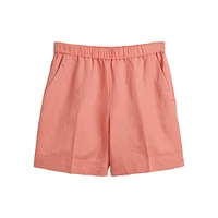 Relaxed Linen-Blend Pull-On Shorts