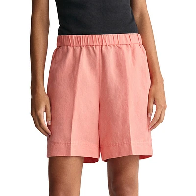 Relaxed Linen-Blend Pull-On Shorts