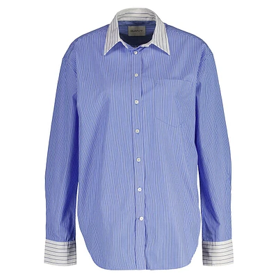 Relaxed-Fit Mixed-Stripe Poplin Shirt