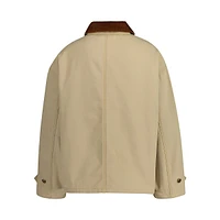 Corduroy-Collar Washed Workwear Jacket