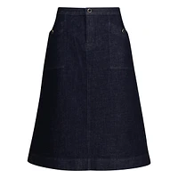 Denim A-Line Midi Skirt