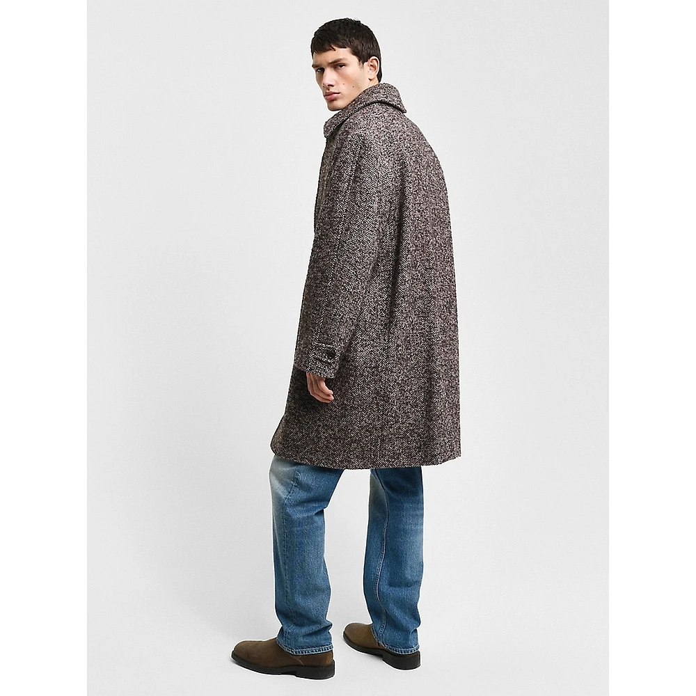 Wool-Blend Herringbone Car Coat