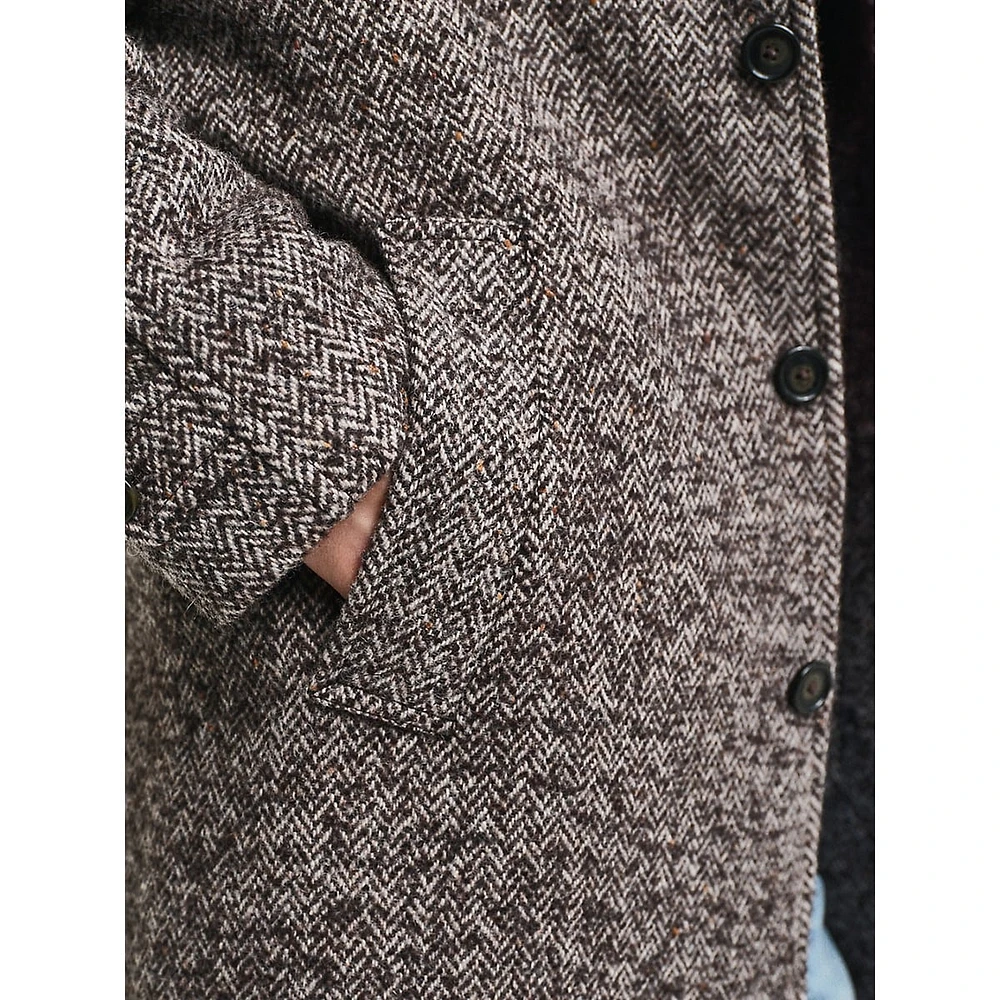 Wool-Blend Herringbone Car Coat