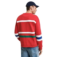 Oversized Organic Cotton Stripe-Panel Crewneck Sweatshirt