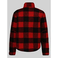 Buffalo Plaid Front-Zip Fleece Jacket