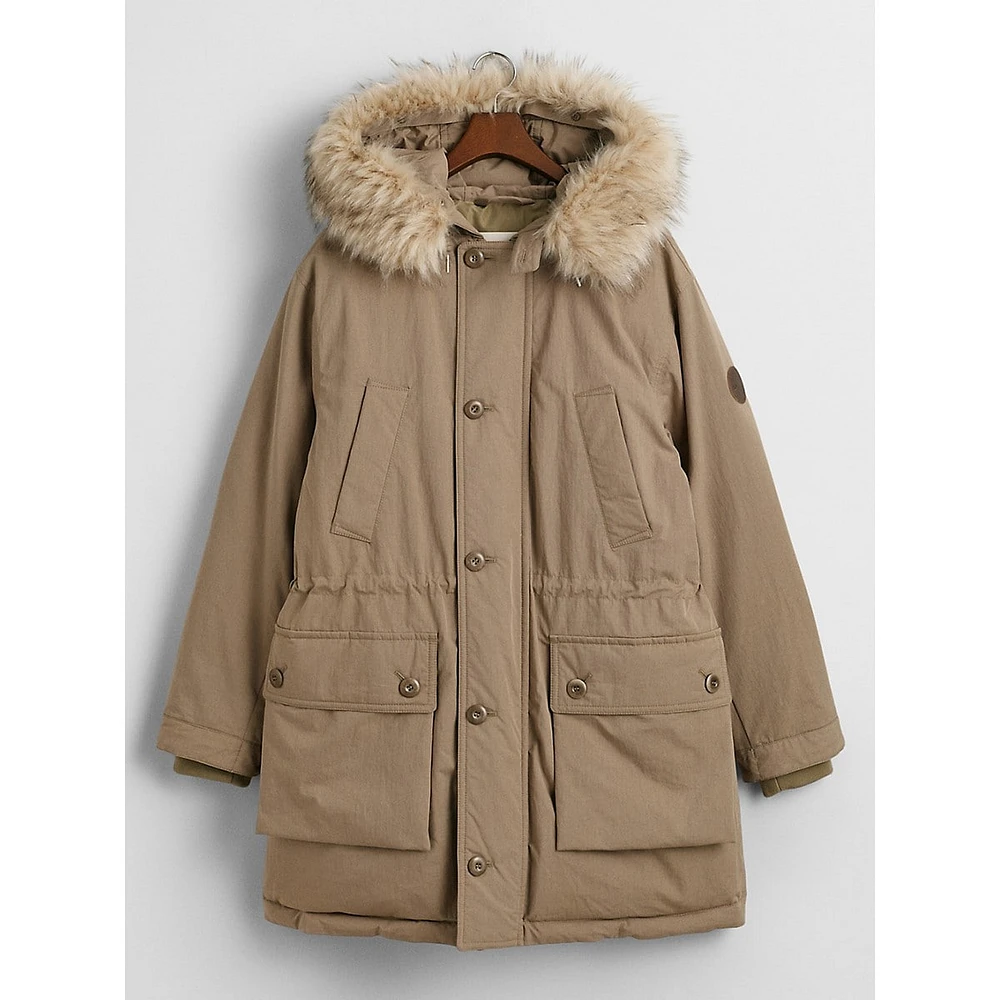 Faux Fur-Trimmed Down Parka