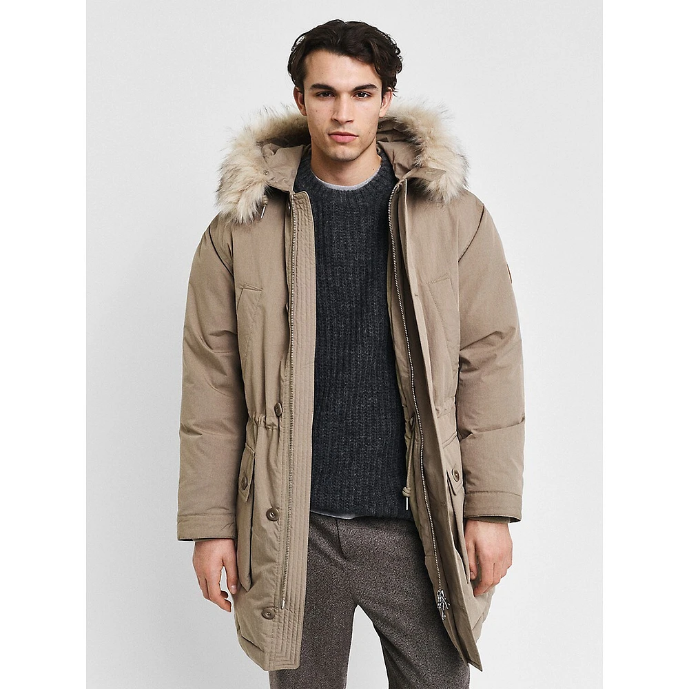 Faux Fur-Trimmed Down Parka