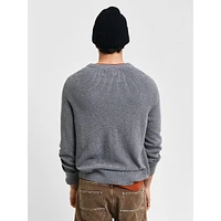 Cotton & Merino Wool Rib Crew Sweater