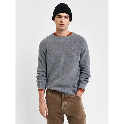 Cotton & Merino Wool Rib Crew Sweater