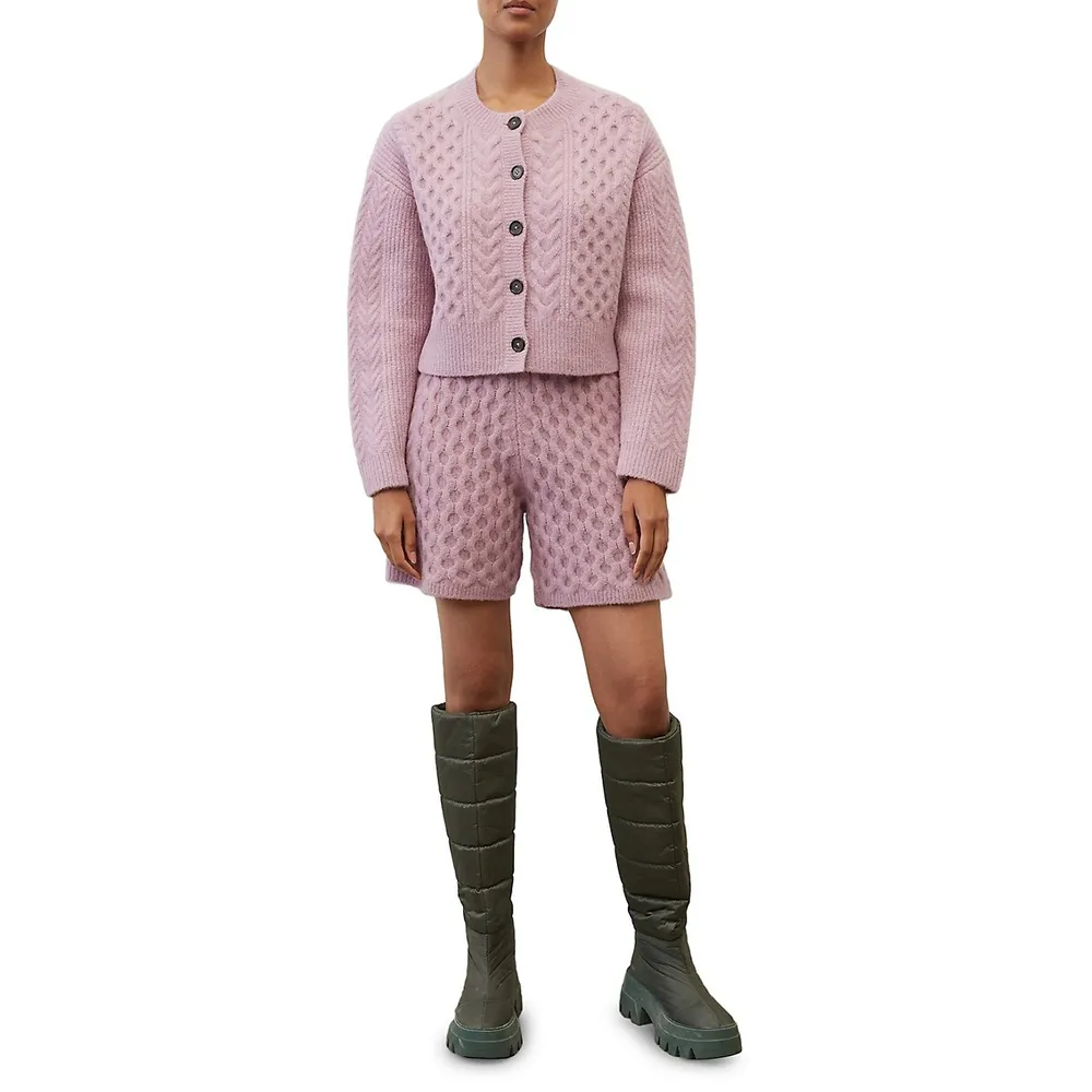 Cardigan court surdimensionné en tricot torsadé