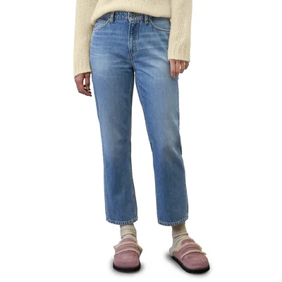 Mid-Rise Straight-Leg Cropped Jeans