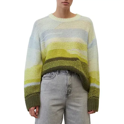 Landscape-Pattern Oversized Sweater