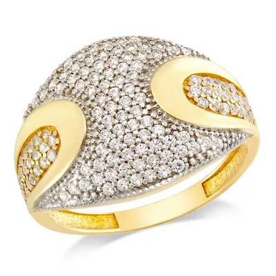 Yellow Gold Plated Sterling Silver Pave Ring