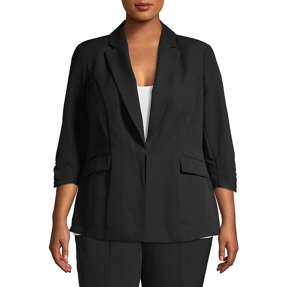 Plus Three-Quarter Sleeve Blazer