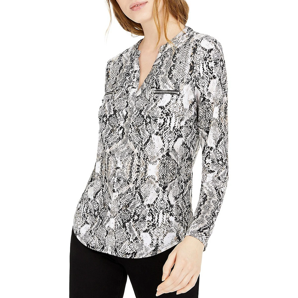 Snakeskin-Print Top