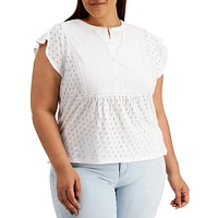 Plus Solid Eyelet Top