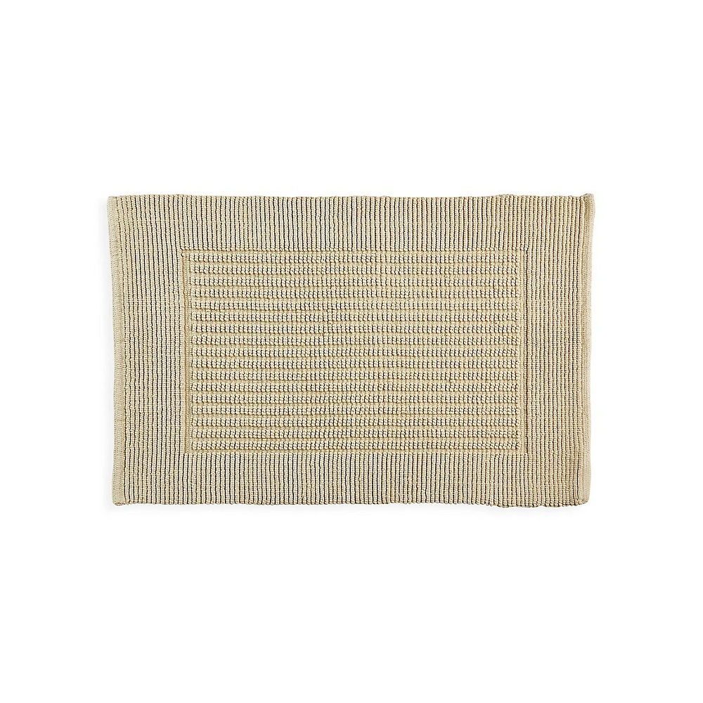 Tapis de bain rayé en coton tissé