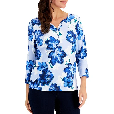 Petite Floral Henley Top