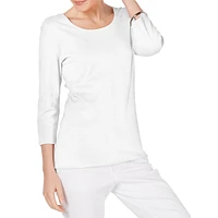 Petite Three-Quarter-Sleeve Scoopneck Top