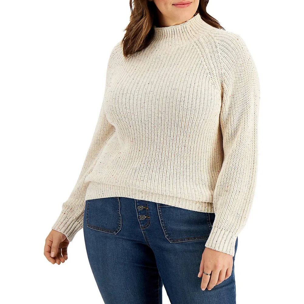 Plus Mockneck Ribbed Sweater