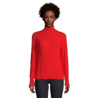 Petite Cable-Knit Turtleneck Sweater