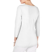 Cotton Three-Quarter Sleeve Top