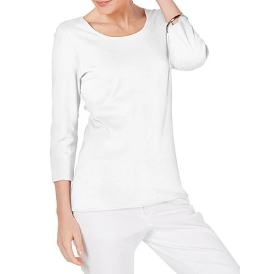 Cotton Three-Quarter Sleeve Top