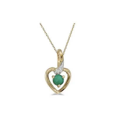 Emerald And Diamond Heart Pendant Necklace 14k Yellow Gold
