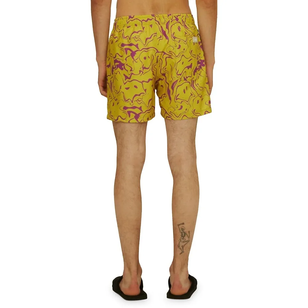 Mashed-Print Swim Shorts