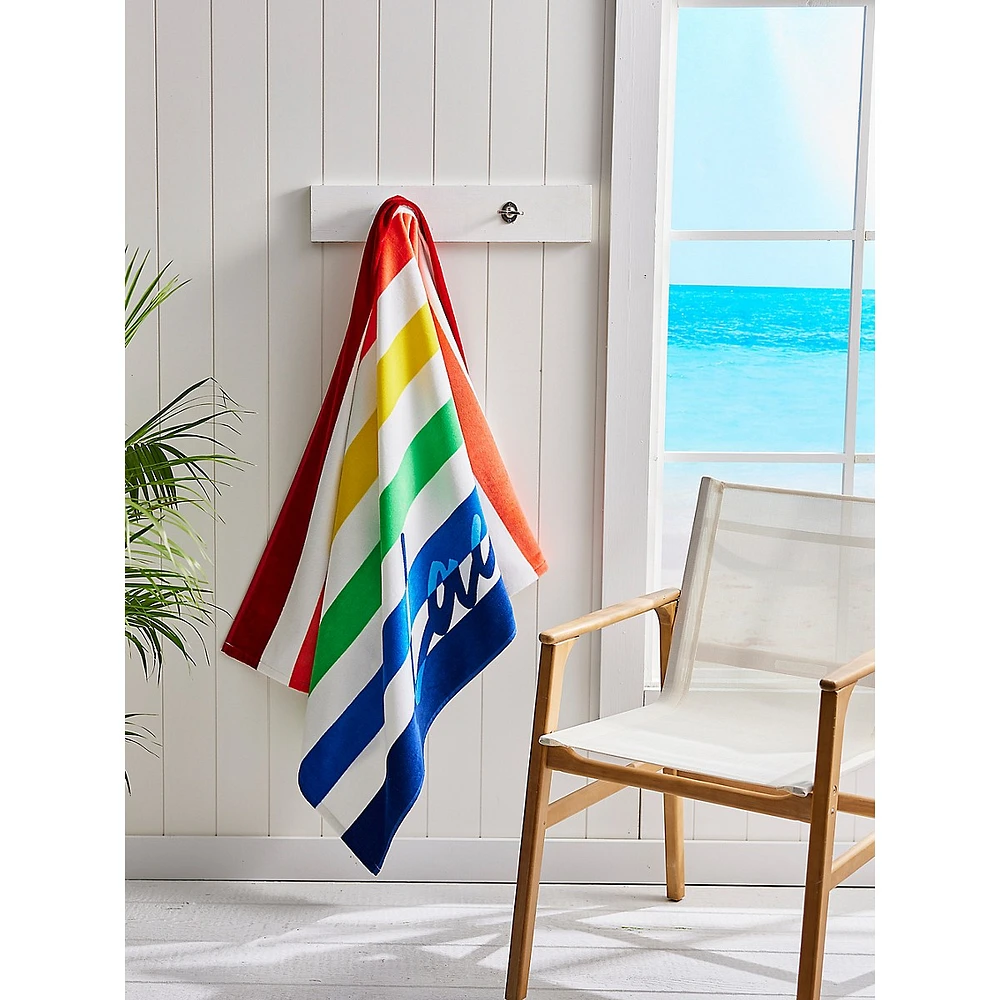 Script Stripe Beach Towel