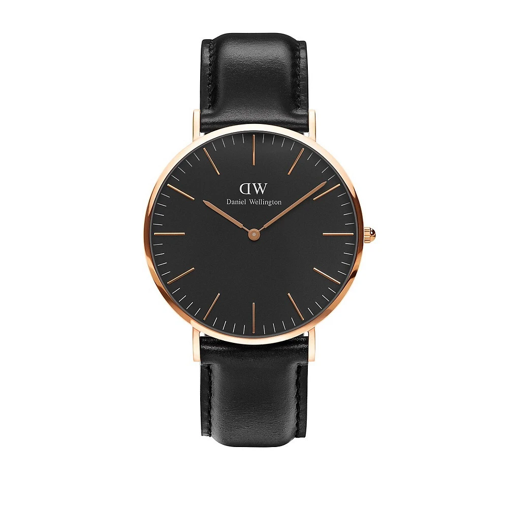 Montre classique à bracelet en cuir Sheffield de 40 mm