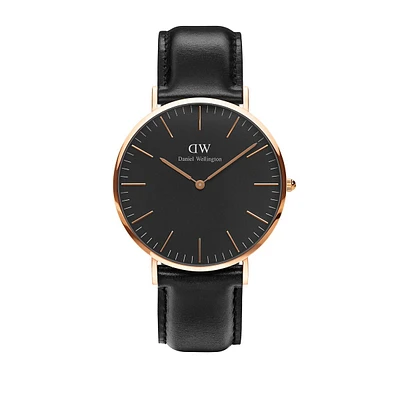 Montre classique à bracelet en cuir Sheffield de 40 mm