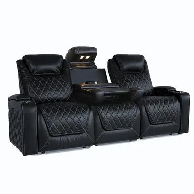 Oslo Top Grain Nappa 11000 Leather Power Headrest Lumbar Recliner With Ambient Led Lighting And Dropdown Center Console