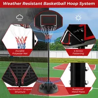 5.5-7.5ft Adjustable Portable Basketball Goal System With Shatterproof Backboard