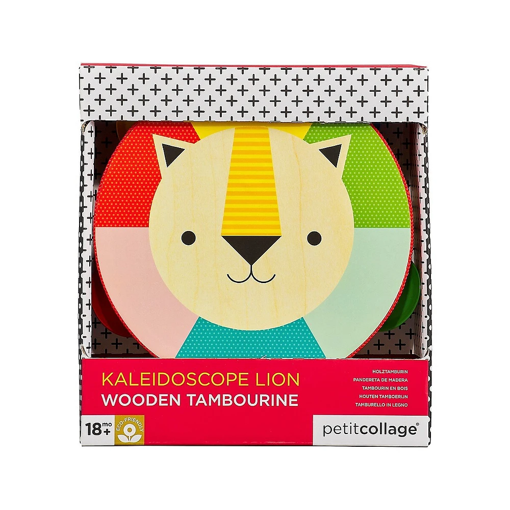 Kaleidoscope Lion Wooden Tambourine