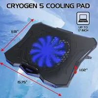 Cryogen 5 Gaming Laptop Cooling Pad Stand - Dual Usb Ports For 17 Inch Laptops