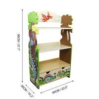 Teamson Kids Childrens Bookcase Wooden Dinosaur Kingdom Wooden Storage Animal Theme