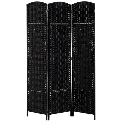 Double Hinged Woven Wicker Room Divider And Privacy Screens