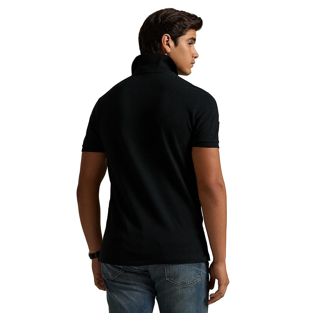 Custom-Slim Fit Mesh Cotton Polo