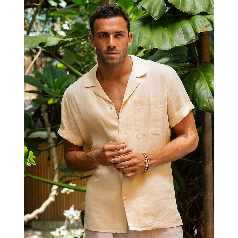 Short-sleeved Breezy Men's Linen Shirt Hawi