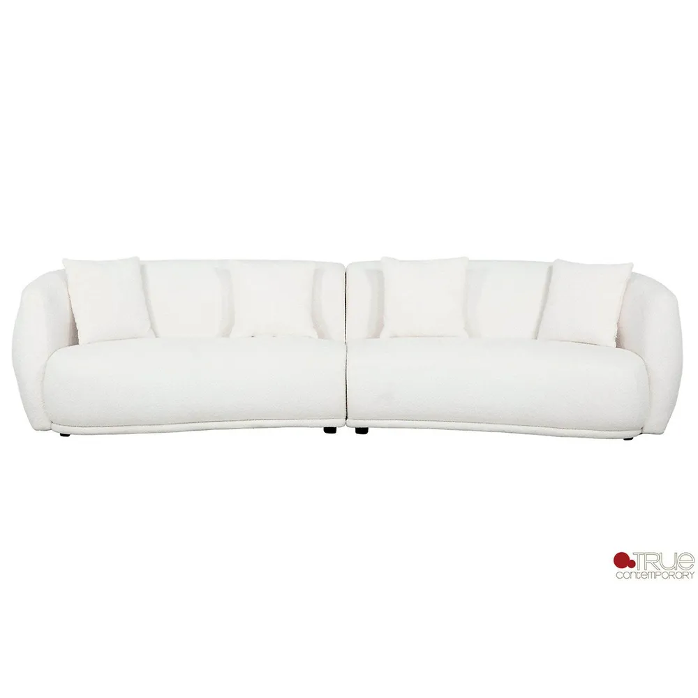 Archibald Curved Kidney Shaped Sectional Sofa In Wolly Ivory