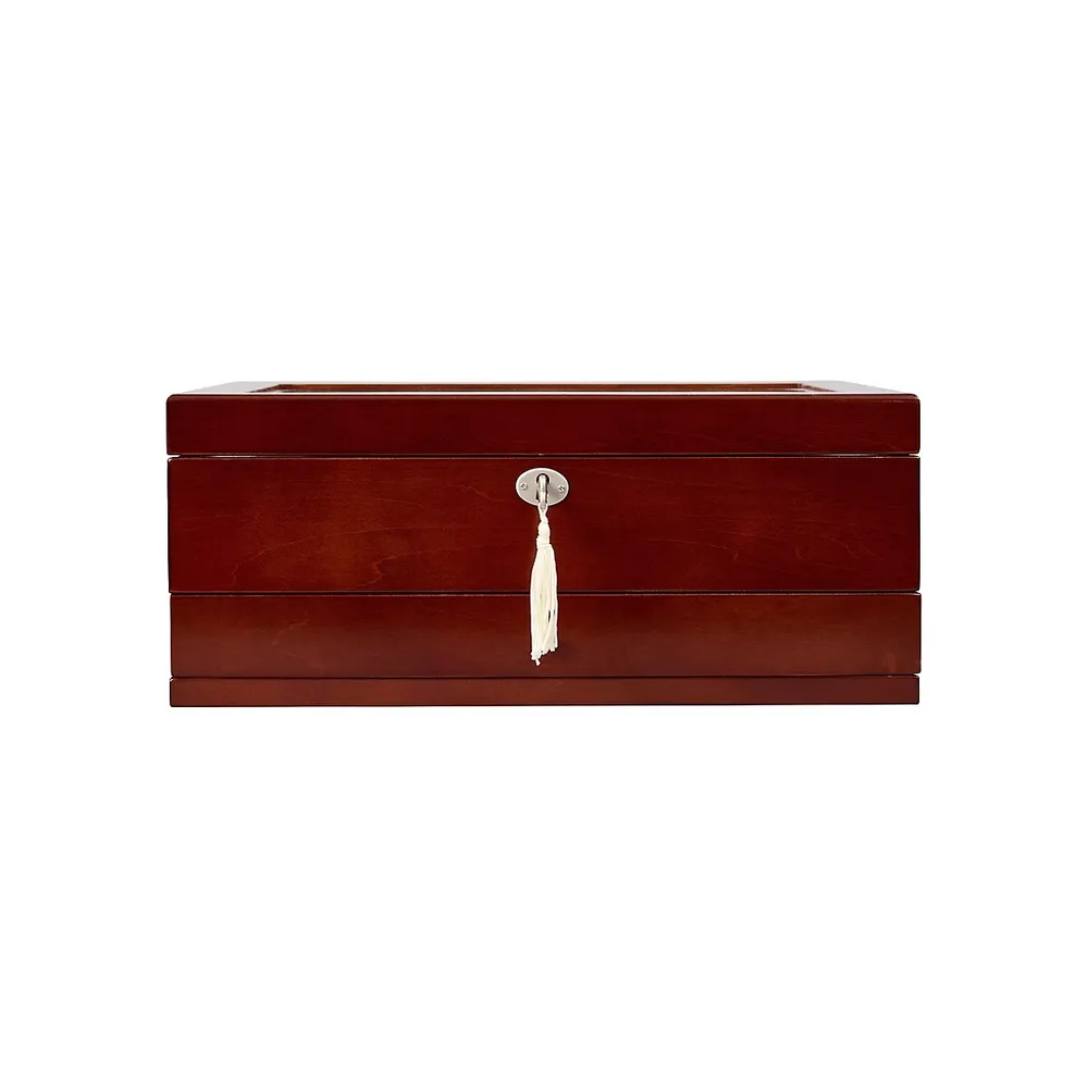 Christo Locking Glass Top Wooden Watch Box