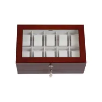 Christo Locking Glass Top Wooden Watch Box