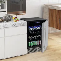 24" Beverage Refrigerator With Removable Shelves & Adjustable Temperature Cooler