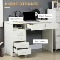 Computer Desk With Lockable Drawer And Open Compartment