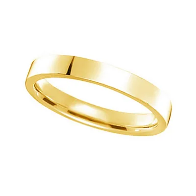 18k Yellow Gold Wedding Band Plain Ring Flat Comfort-fit (3mm)