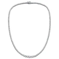 Graduated Tennis Chain Necklace with Clear Cubic Zirconia